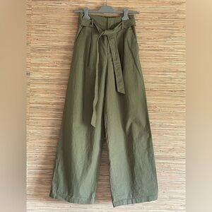 Olive Green Wide-Leg Pants